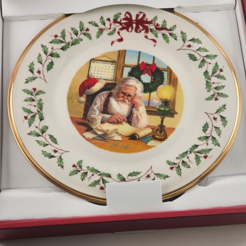 Lenox 2016 Annual Collector Holiday Plate 26th in Series Santa Checking List NIB