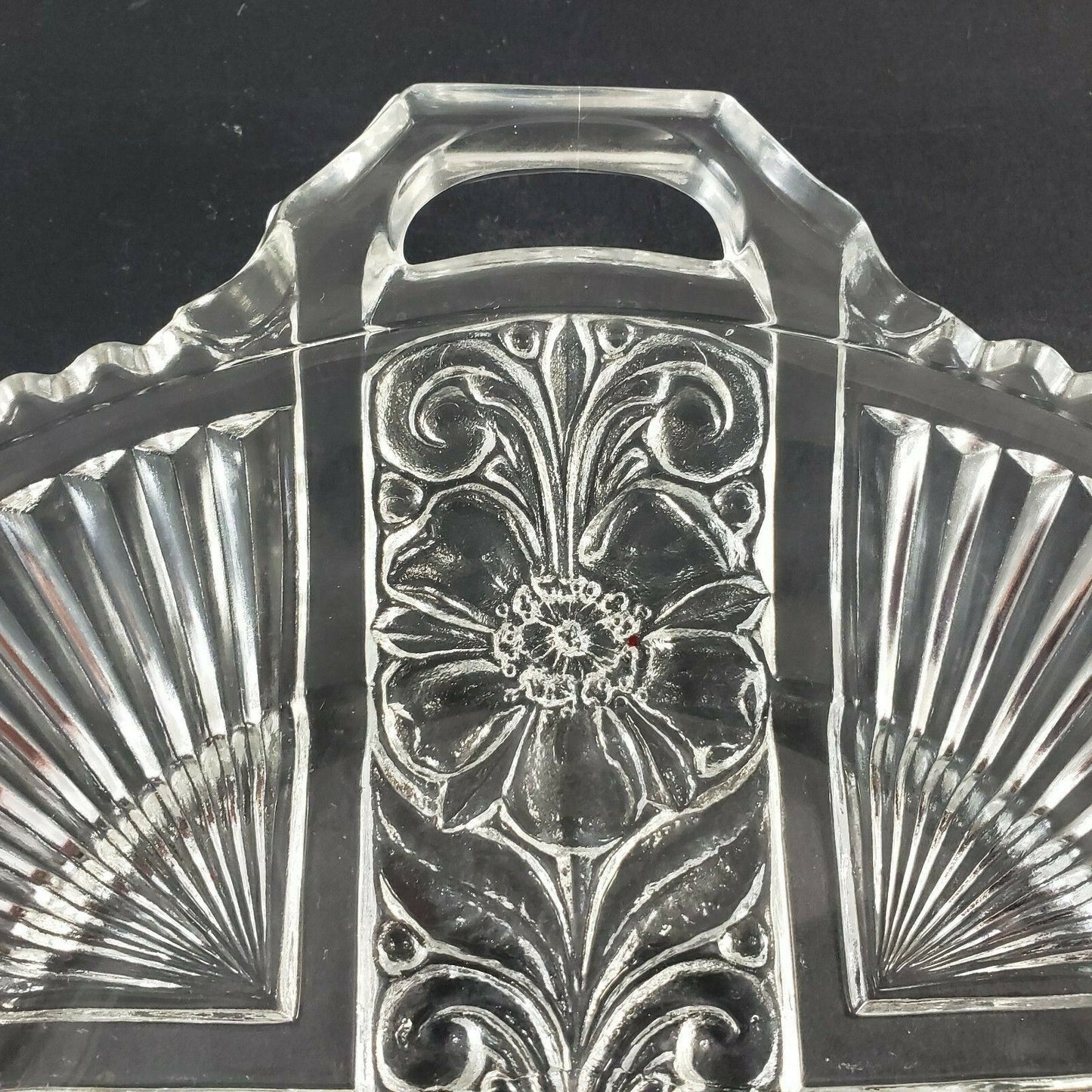 Clear 2 Handled Relish Plate Indiana Glass Killarney Pattern 10½" Across Vintage