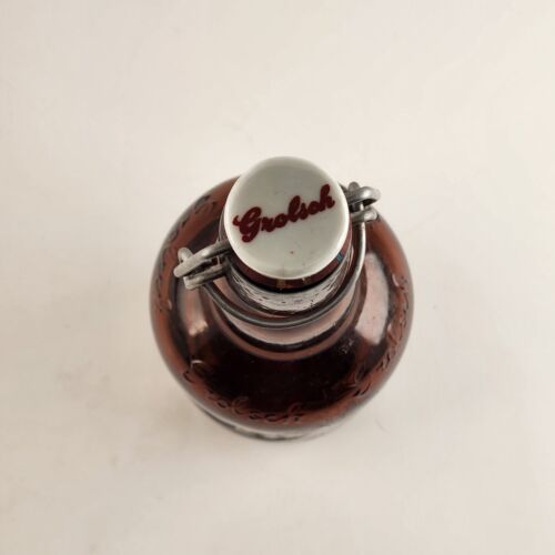 Grolsch Amber Brown Empty Beer Bottle with Porcelain Swing Top Lid Stopper