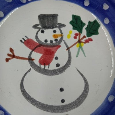 Soup Cereal Bowl Present Tense Snowman Italy Home Artsy Christmas 5.75 Pottery
