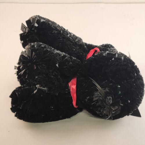 Black Cat Plastic Poly Fluff Vintage Pom Pom 1970s Figure Made USA