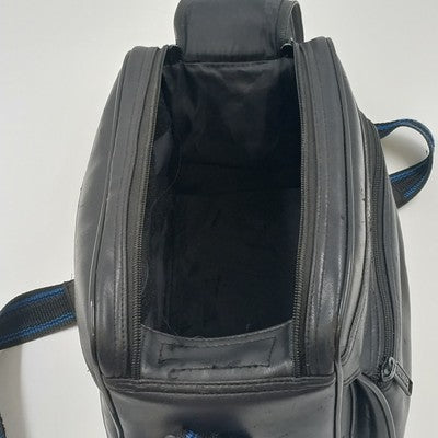 Kalimar Black Leather Camera Bag 10"x7"x7" Side Pockets & Shoulder Strap Vintage