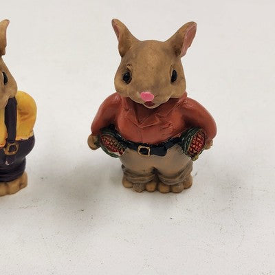 8 pcs Mini Mice Mouse Miniature Tea Set 4" Resin Vintage 1990s Collectible China
