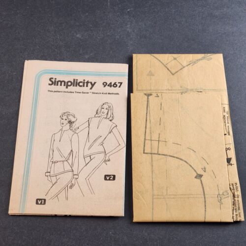 Simplicity 9467 Vintage Sewing Pattern 1980 Misses Jiffy Pullover Top Size 12