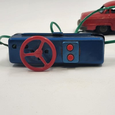 Metal Toy Police Car Red Light Electric Cable Controlled Not Working Japan 1955