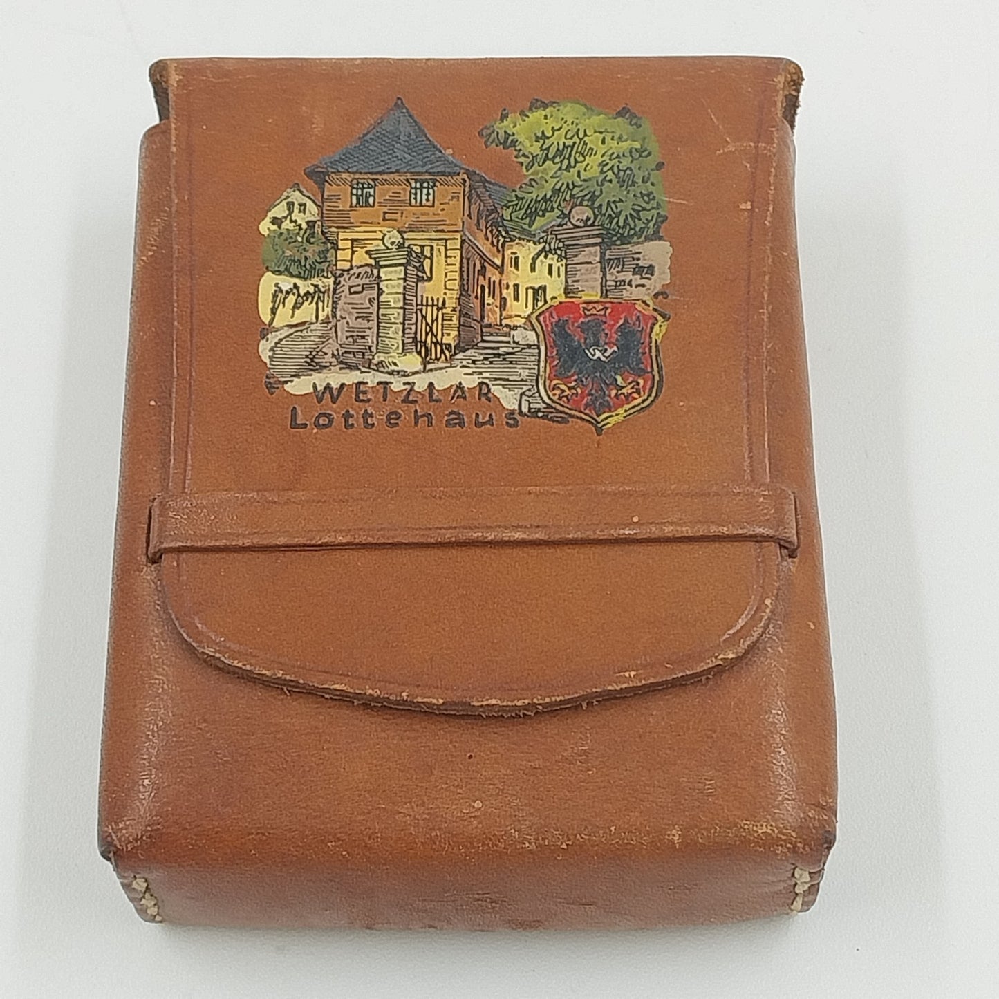 WETZLAR Lottehaus Brown Leather Cigarette Tobacco Pouch Case Holder Pat.gesch