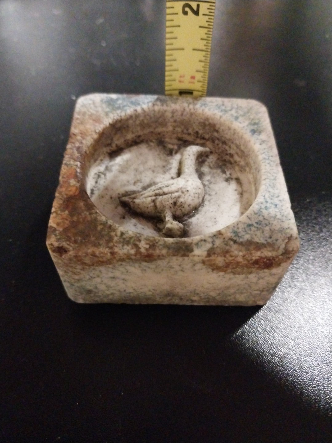 Goose Shaped Antique Candy Mold Ceramic 2.25" Square Blank Reverse Side