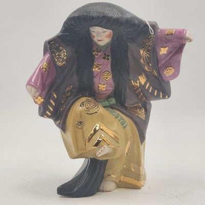 Japanese Traditional Theater Dance Kabuki Figure 9.5"Ceramic Fresolone Mold 1972