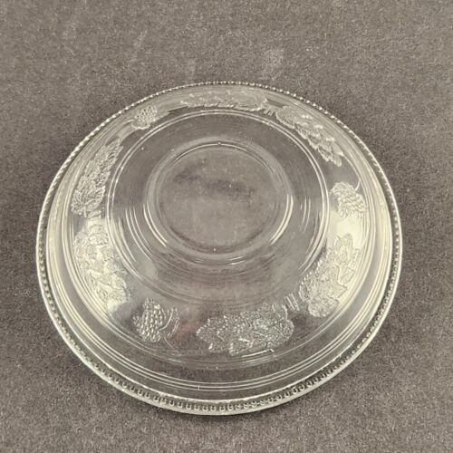 EAPG Clear Glass Berry Sauce Bowl Grapevine Pattern Outside Embossed 5" Vintage