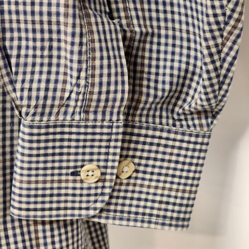 David Taylor Men’s Long Sleeve Navy Blue And White Plaid Button Down Shirt