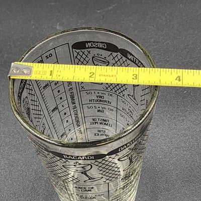 Irvinware Cocktail Mixer Shaker Glass w/ 1950s Drink Recipes USA Barware Vtg