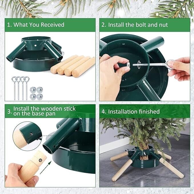 Christmas Tree Stand For Real Trees Holder Xmas Base 26" Wide Protective Feet