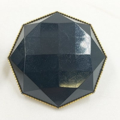 Gold Tone with Faceted Blacks Faceted Bead Octangle Clip On Earrings Jewelry