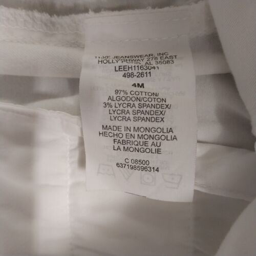 Lee Women's White Capri Jeans Size 4M Pocket with Side Vents Casual Denim Pants