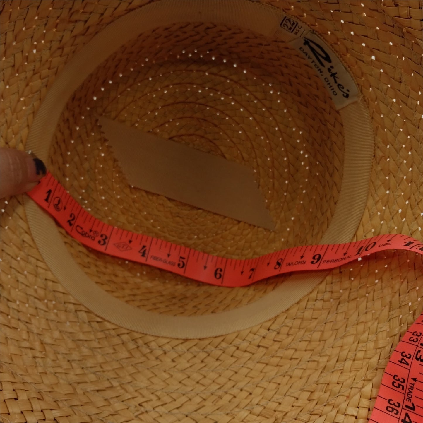 Rike's Natural Straw Summer Sun Bucket Hat Crochet with Natural Lined Ribbon Bow