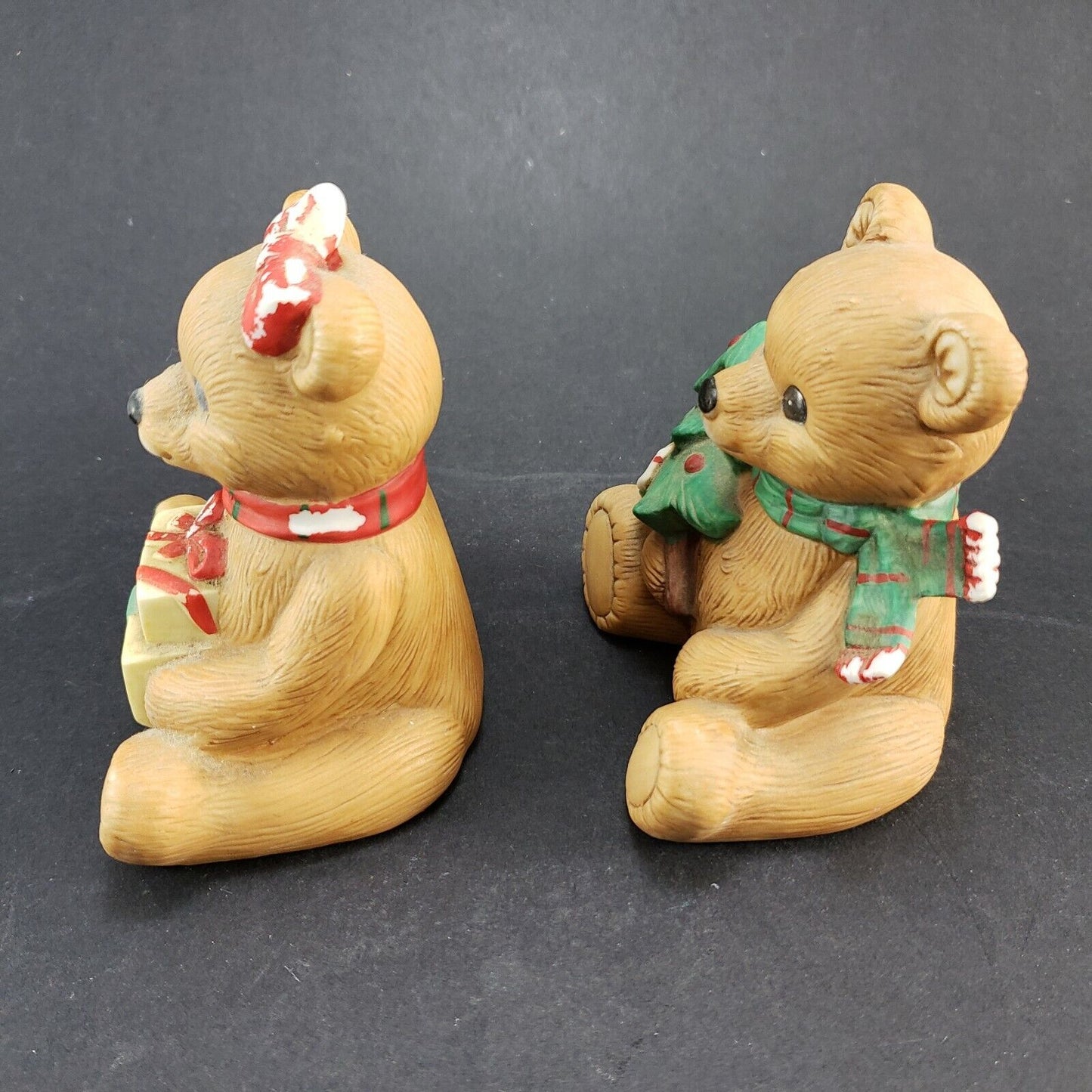 Vintage Homco 5104 Christmas Bears Porcelain Boy & Girl Figurines 4" Tall Taiwan