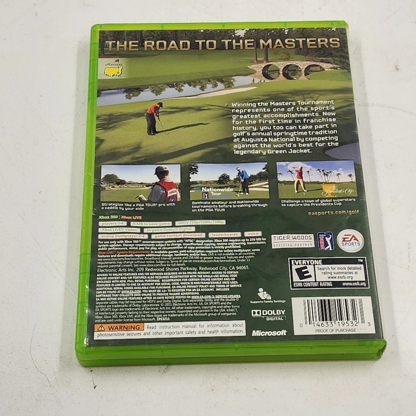 Tiger Woods PGA Tour 12 The Masters Xbox 360 2011 Manual Golf Game EA Sports