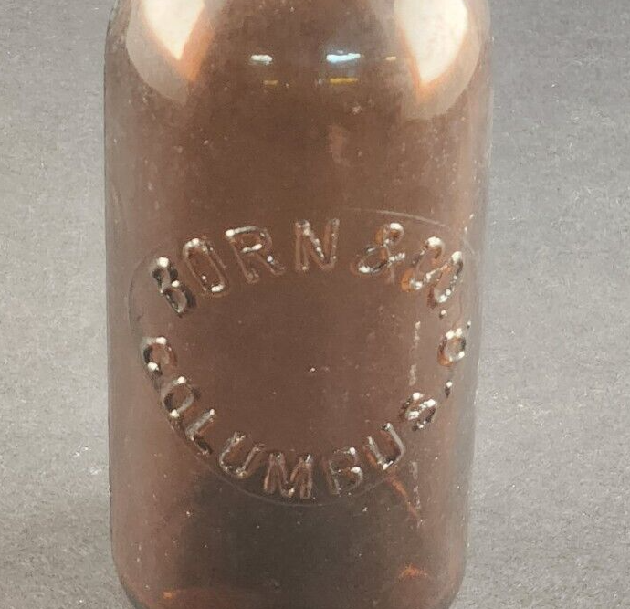 Born and Co Columbus Ohio 10" Tall Empty Amber Brown Glass Speed Cap