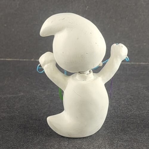 Bobble Head White Halloween Ghost with BOO Banner on Wire Streamer 4" Tall