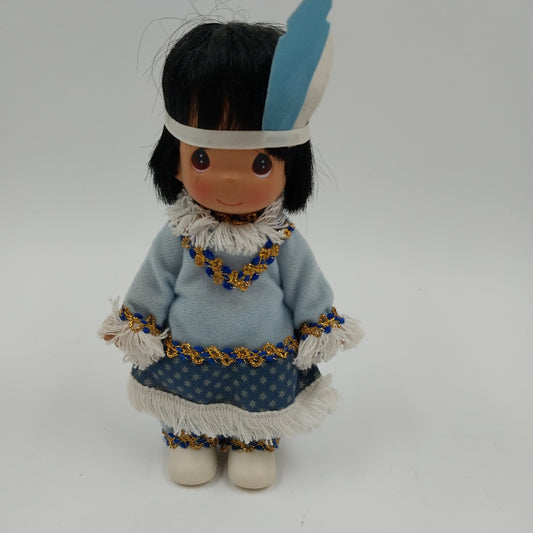 Precious Moments Native American in Blue Clothes Doll Toy 8"