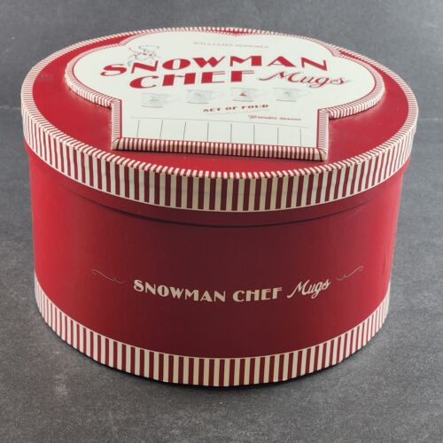 Williams Sonoma Snowman Chef Hot Cocoa Mugs Coffee Cups Holiday Christmas 4 pc