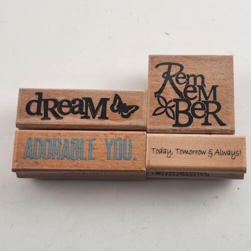 Hampton Art Set of 4 Inspirational and Motivational Words Rubber Stamps