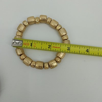 Set of 4 Bracelets in Faux Pearl Faceted Beads Brown & Gold Tone Stretchable 7"