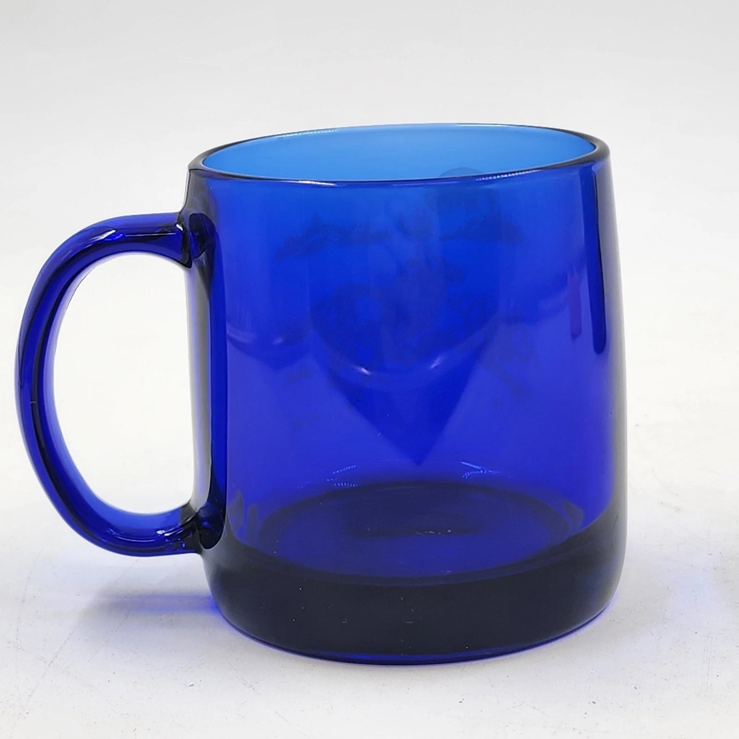 2 Cobalt Blue Coffee Mug Cups 12 oz Etched Running Wolves France