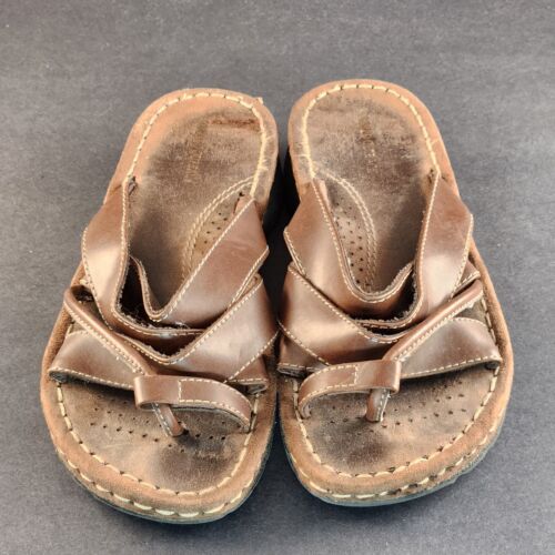 Women's Rugged Outback Vintage Brown Leather Open Toe Sandal Size 6½