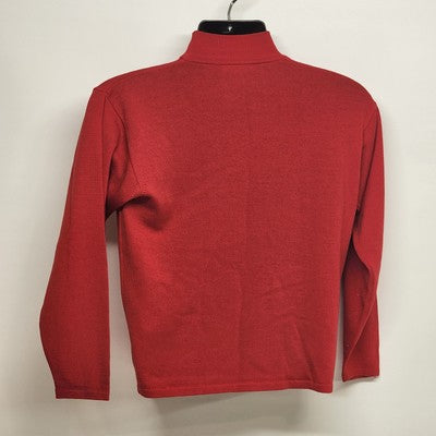 Henri Bendel Red Turtleneck Sweater S 100% Merino Wool Made in Italy Warm Soft