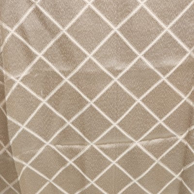 Smooth Light Golden Beige Woven Diamond Pattern Two Rod Curtain Panels 82"x38"