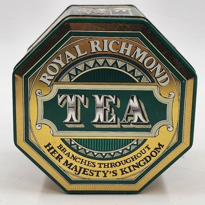 Royal Richmond Tea Metal Tin Storage Box Canister England Case Manufacture 1980s