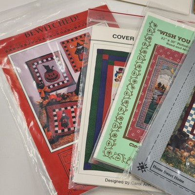 Lot of 8 Applique Quilting Cross-Stitch Patterns & Booklets for Sewing Projects