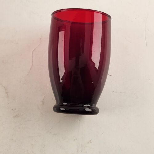 Set of 4 Anchor Hocking Royal Ruby 5 Oz Footed Juice Tumbler 3.75" Vintage