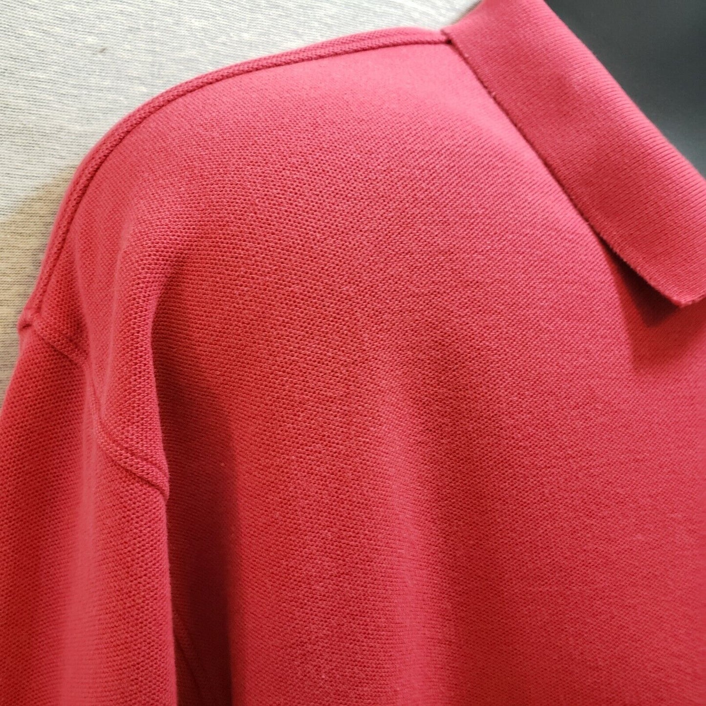 Cotton Traders Mens XL Shirt Long Sleeve Polo Rugby Solid Red 6 Button