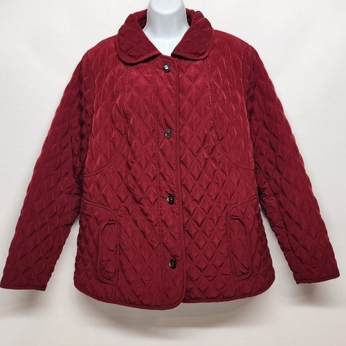 Gallery Women's Red Quilt Jacket Eyelet Closure Side Pocket 1X Long Sleeve China