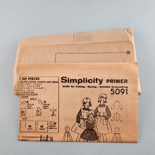 Simplicity 5091 Vintage Sewing Pattern 1960's Girls Jumper and Blouse Sz 8 Uncut