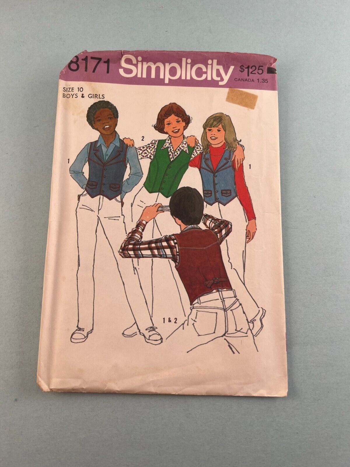 Simplicity 8171 Vintage Sewing Pattern 1977 Boys or Girls Top Stitched Vest 10