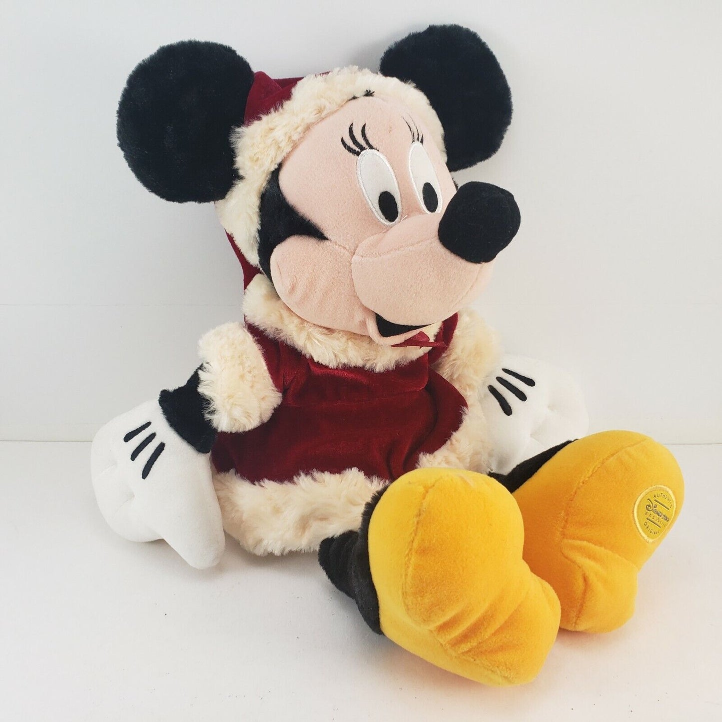 Christmas Minnie Mouse 16" Plush Red Dress Cap Disney Store Original Authentic
