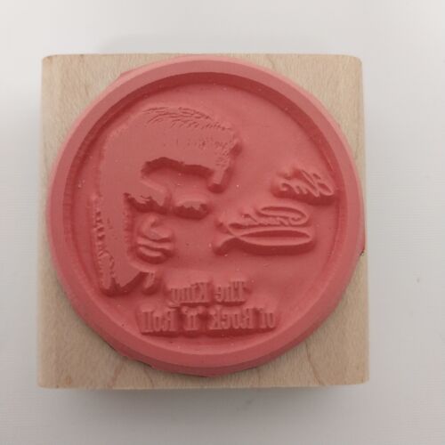 Elvis Presley THE KING OF ROCK N ROLL Wood Mounted Rubber Stamp 2.25" x 2.2"