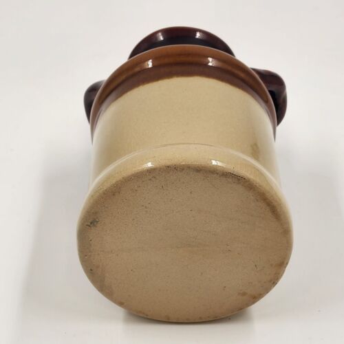 Stoneware Milk Can 5.25" Crock 2 Handles Brown & Beige Crazed
