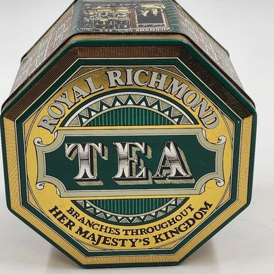 Royal Richmond Tea Metal Tin Storage Box Canister England Case Manufacture 1980s