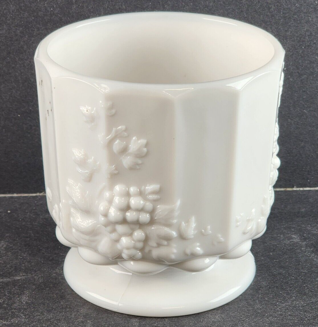 Footed Open Sugar Bowl Paneled Grape Milk Glass by Westmoreland 3.75" Across