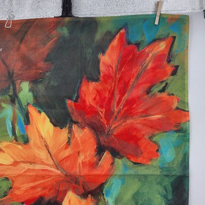 Autumn Maple Leaves Decorative Garden Flag Banner Art Hand Painted Motif 12"x18"