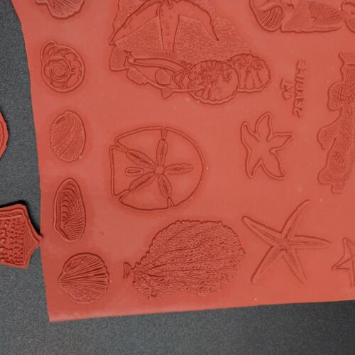 Sealife Unmounted Rubber Stamps Partial Sheet 19 Uncut 11 Cut Sea Shells