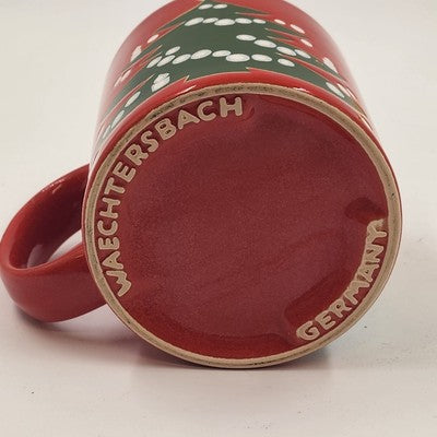 Waechtersbach Red Christmas Tree Mug 12oz West Germany Ceramic 4" Tall