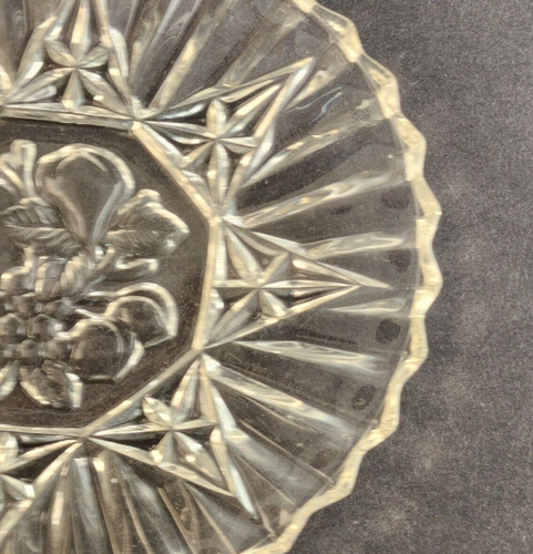 Federal Cut Glass Pioneer Pressed Fruits & Vegetable 8" Diam Dessert Salad Plate