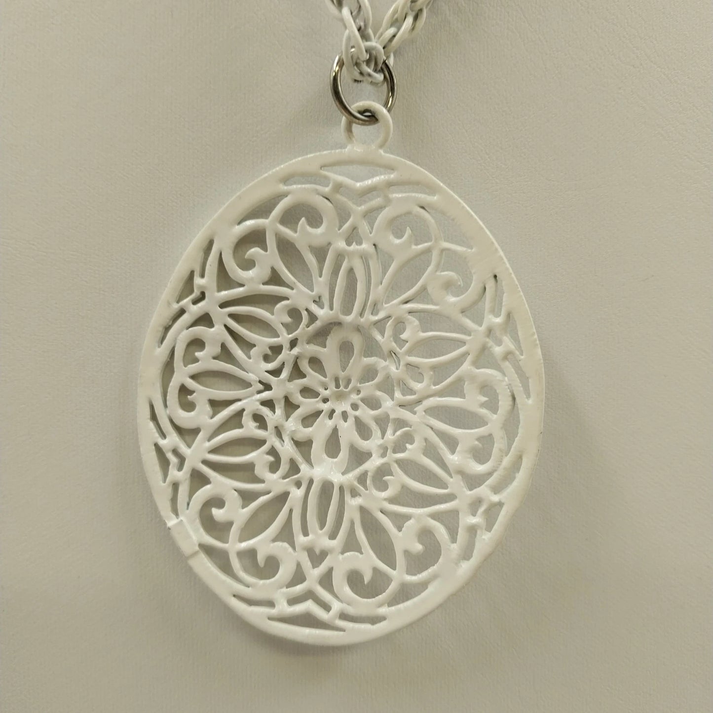 Lot 3 Pendant Necklaces White Enamel Filagree Gold Tone Signed PHD Clay Cor