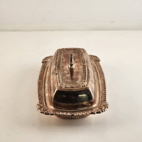 Sliver Plate Butter Dish Vintage Tarnished Table Decor 3 Piece Top Bottom Insert