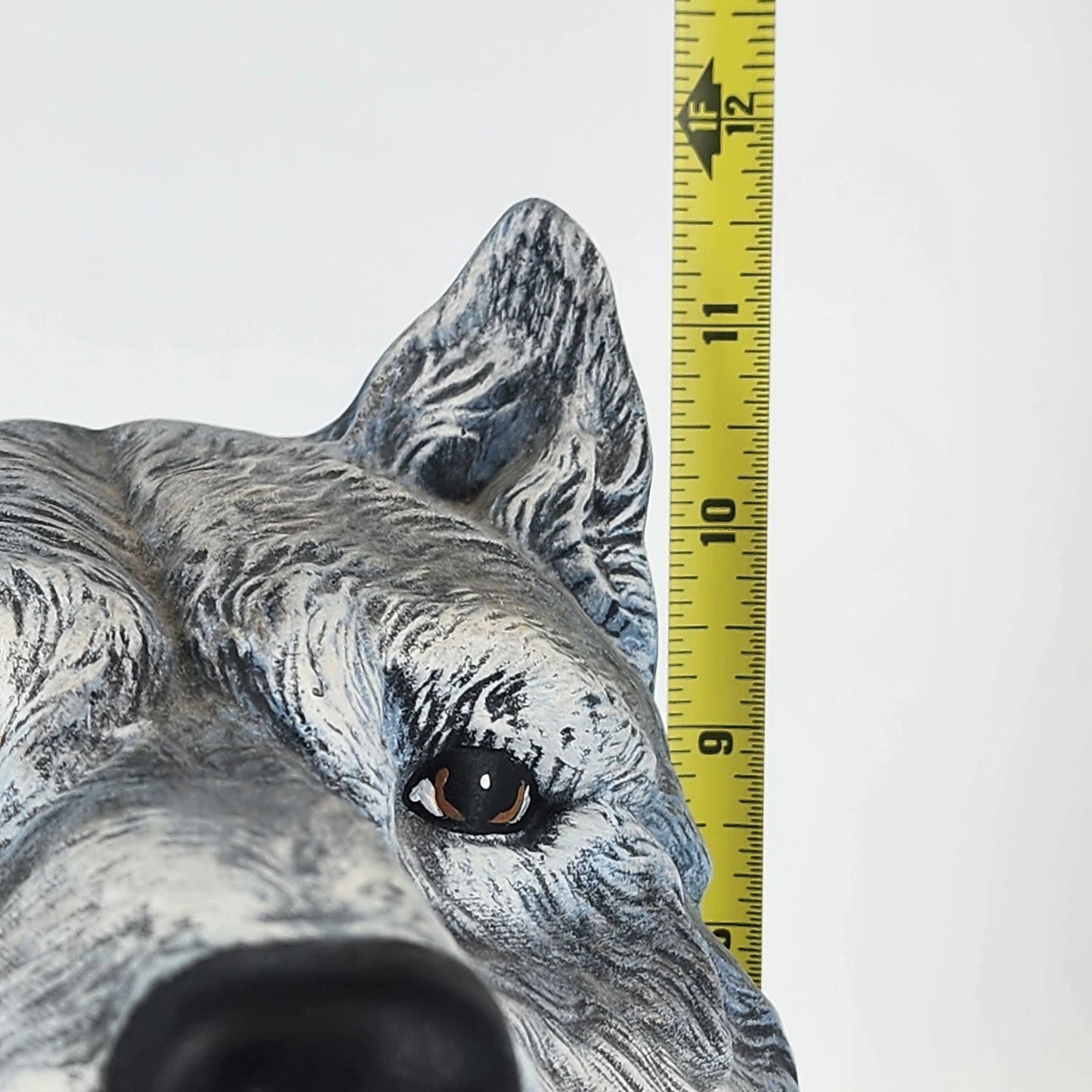 Native American Style Ceramic Bust Wolf Headdress Statue 11.5" Large Crystalline